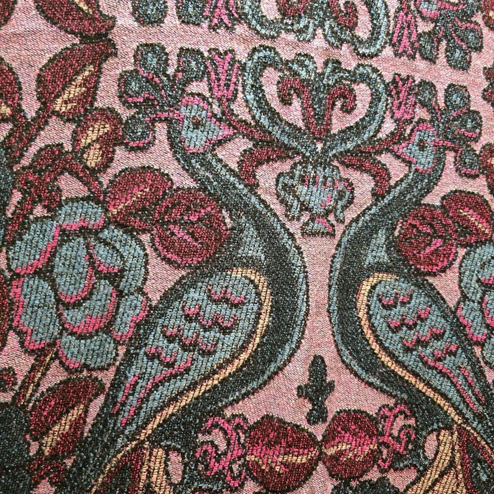 Vibrant‎ Peacock Floral Woven Scarf Shawl Fringe Purple Pink Blue Black Accent